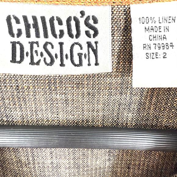 Chicos Sz Large 2 100% LINEN Asian Japanese Wearable Art Blouse Shirt Top - Picture 2 of 7